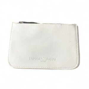 Emporio Armani White/Silver Cosmetic Purse Faux Leather